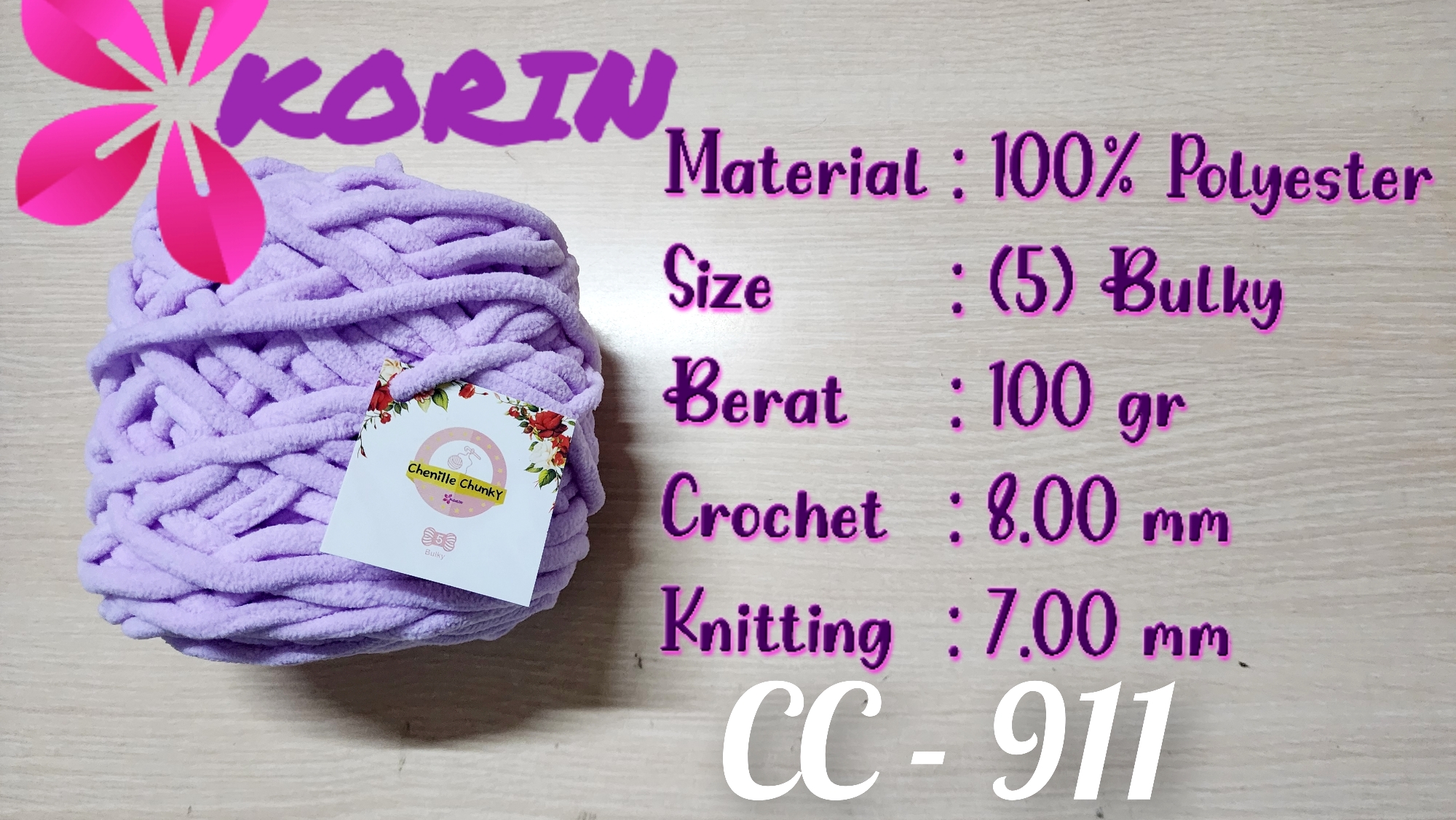 Benang Rajut Chenille Chunky Korin/Benang Rajut Handuk / SINGLE COLOR 100gr