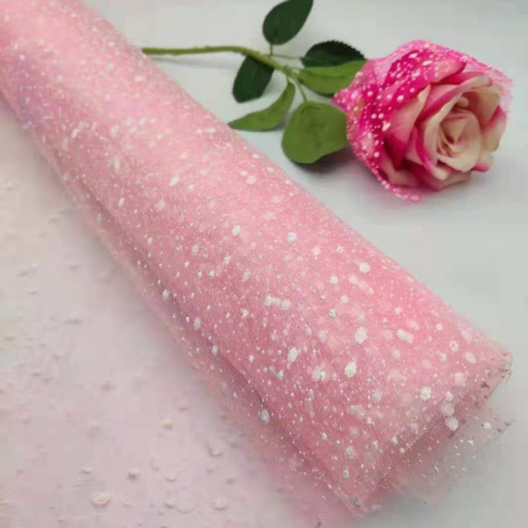 Kain Tile Salju Snow Wrapping Paper Bouquet Buket Snowflake Polymesh R18