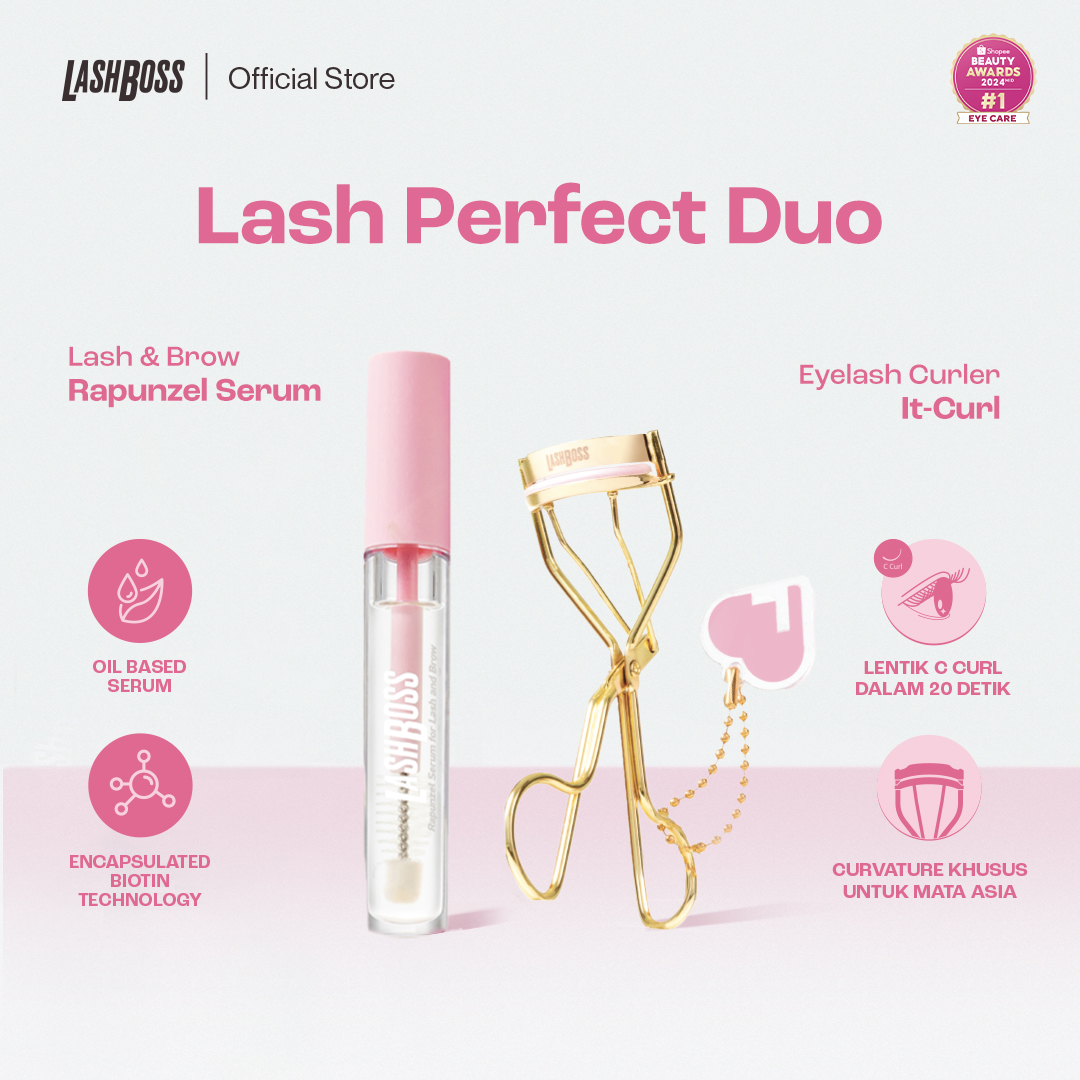 [BUNDLE SPECIAL] LashBoss itCurl Eyelash Curler / Penjepit Bulu Mata + Rapunzel Serum Bulu Mata d...
