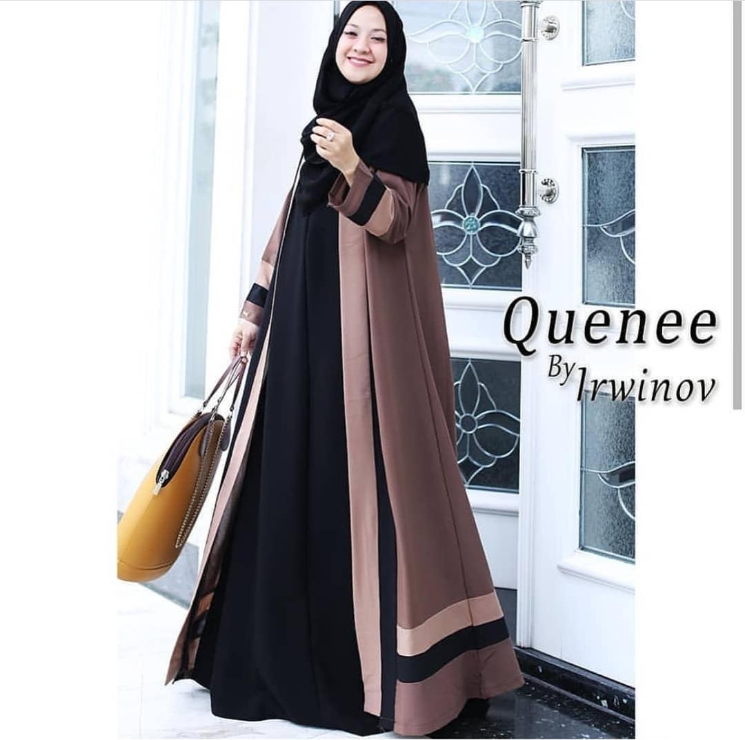 Baju Muslim Modern QUENEE DRESS Wollycrepe Terusan Wanita Paling Laris Baju Muslim Lengan Panjang Model Trendy Modern Baju Muslim Dress Pesta Murah Terbaru Maxi Pakaian Modis Baju Panjang Simple Casual Terlaris 2020