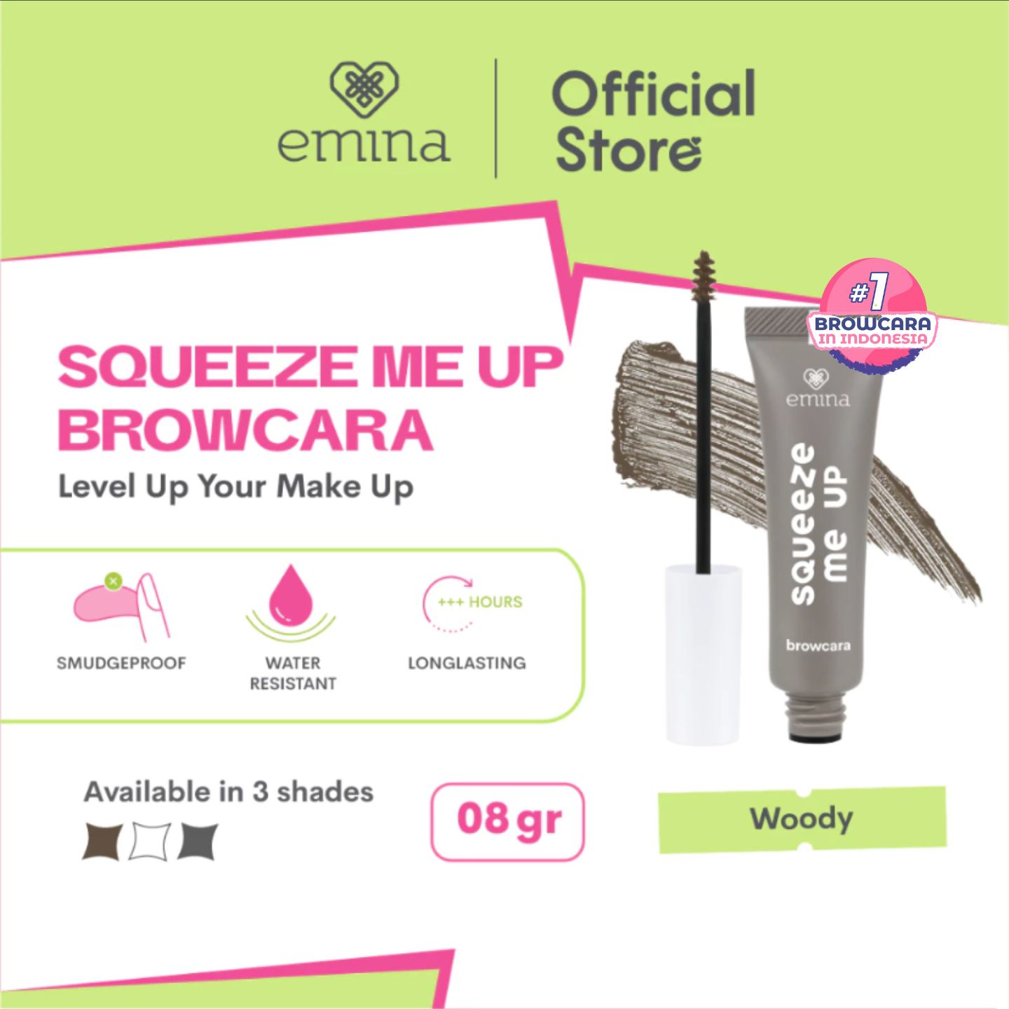 Emina Squeeze Me Up Browcara 8 g - Brow Mascara Smudgeproof Water Resistant