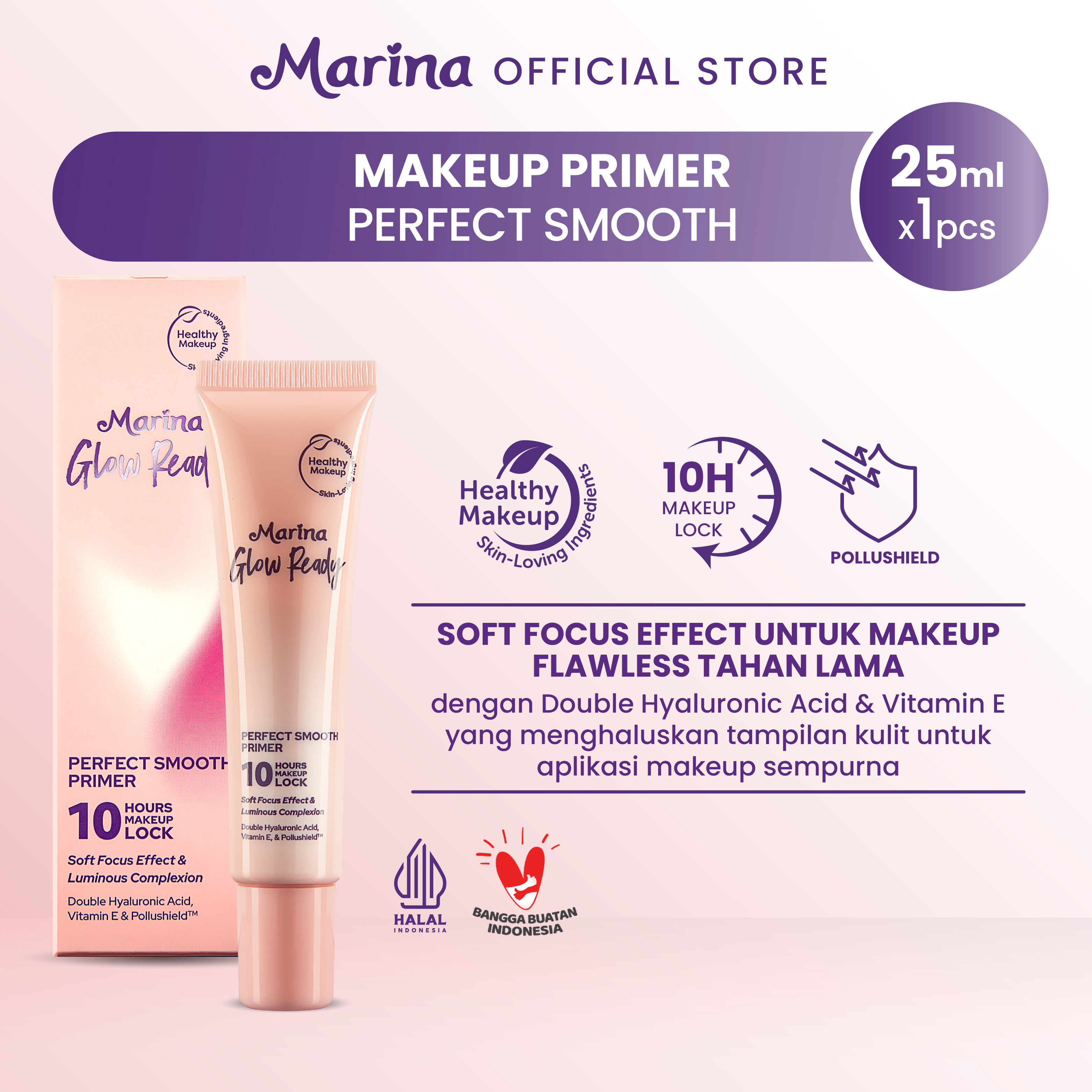 Marina Glow Ready Perfecting Smooth Primer 25ml - Exp : 11.2025