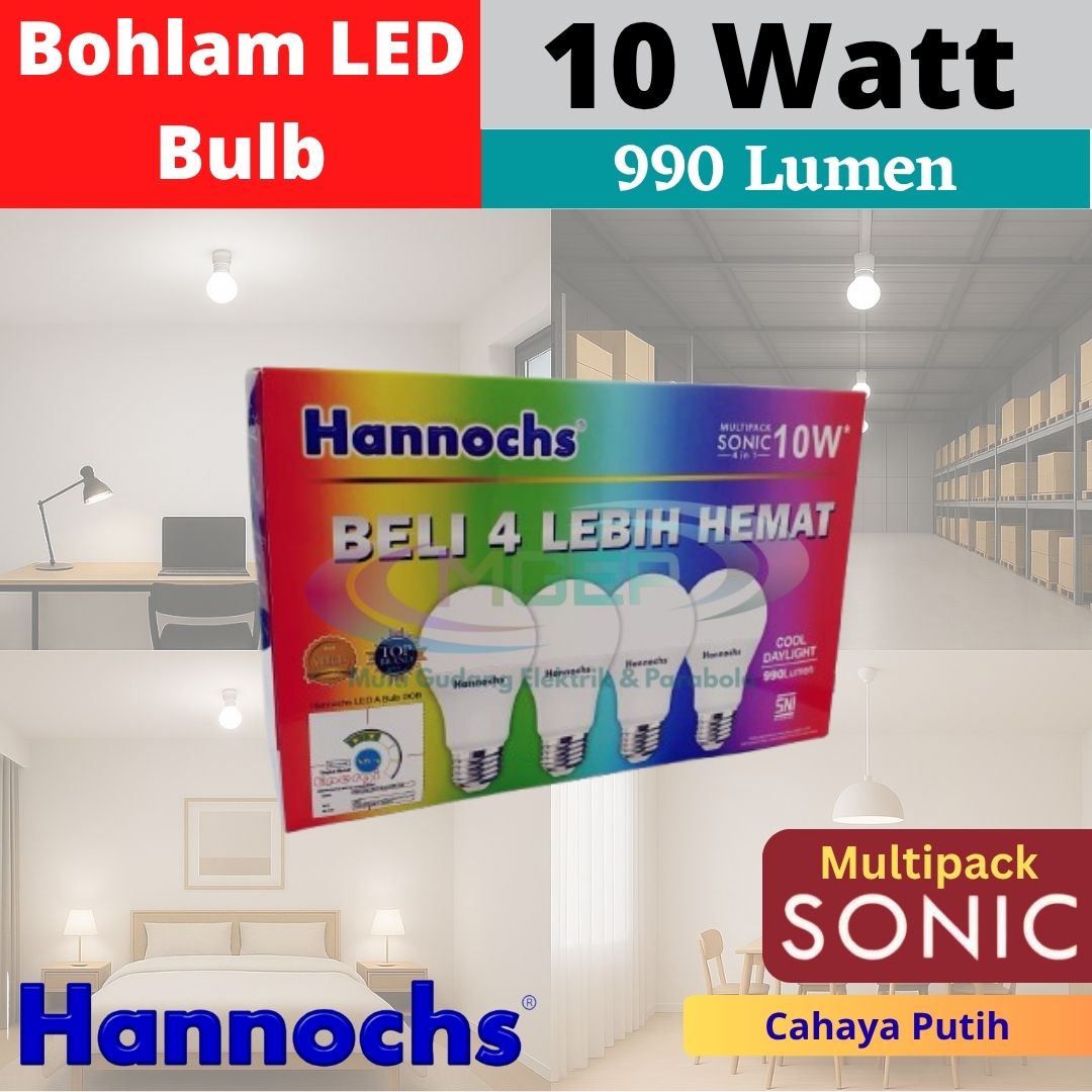 Hannochs Sonic Lampu Bohlam LED 18 W / 13 W /10 W / 6W Watt Multipack Isi 4 pcs Super Murah