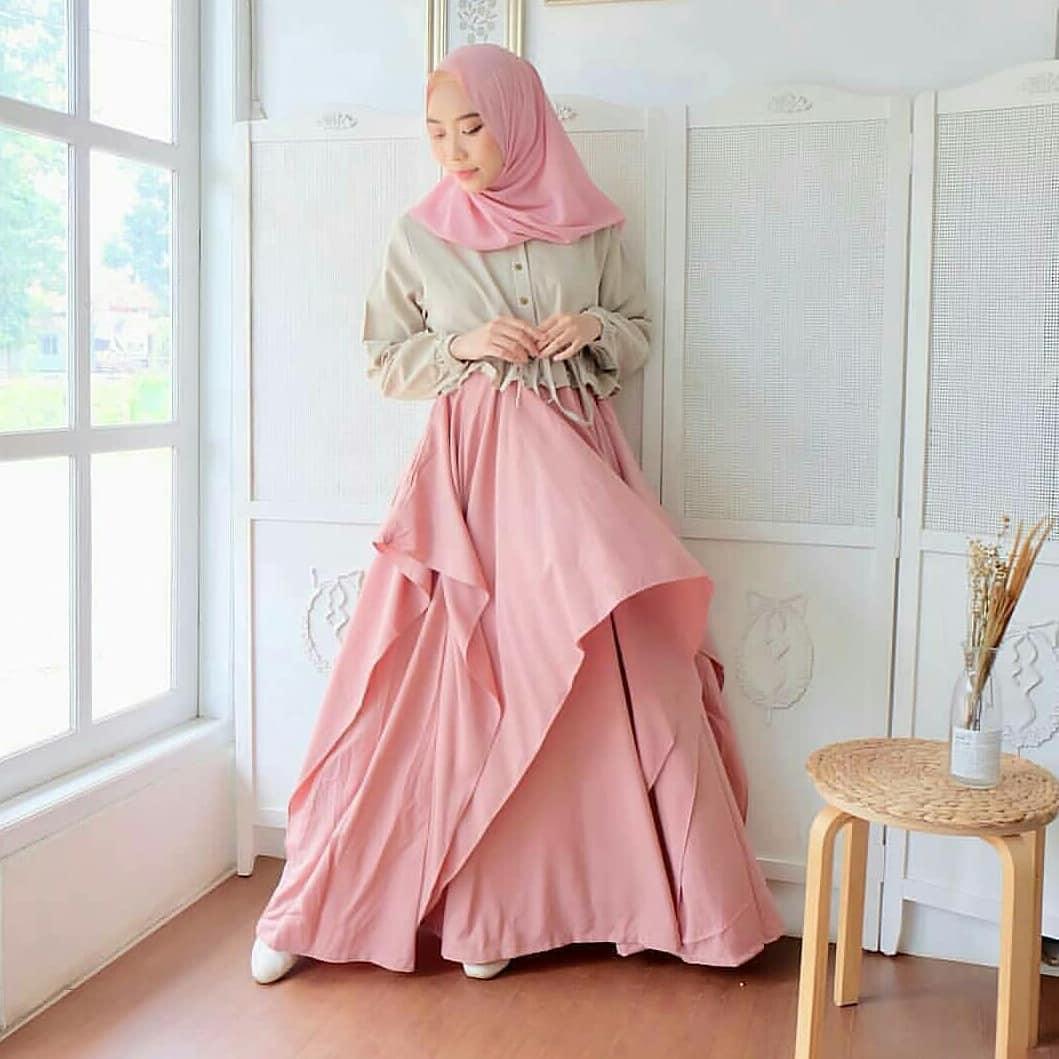 Baju Muslim Modern Gamis NONA MAXI DRESS MOSCREPE Trendy Modern Wanita Baju Panjang Polos Muslim Gaun Kerja Dress Pesta Murah Terbaru Maxi Muslimah Termurah Pakaian Modis Baju Panjang Simple Casual Elegant 2019