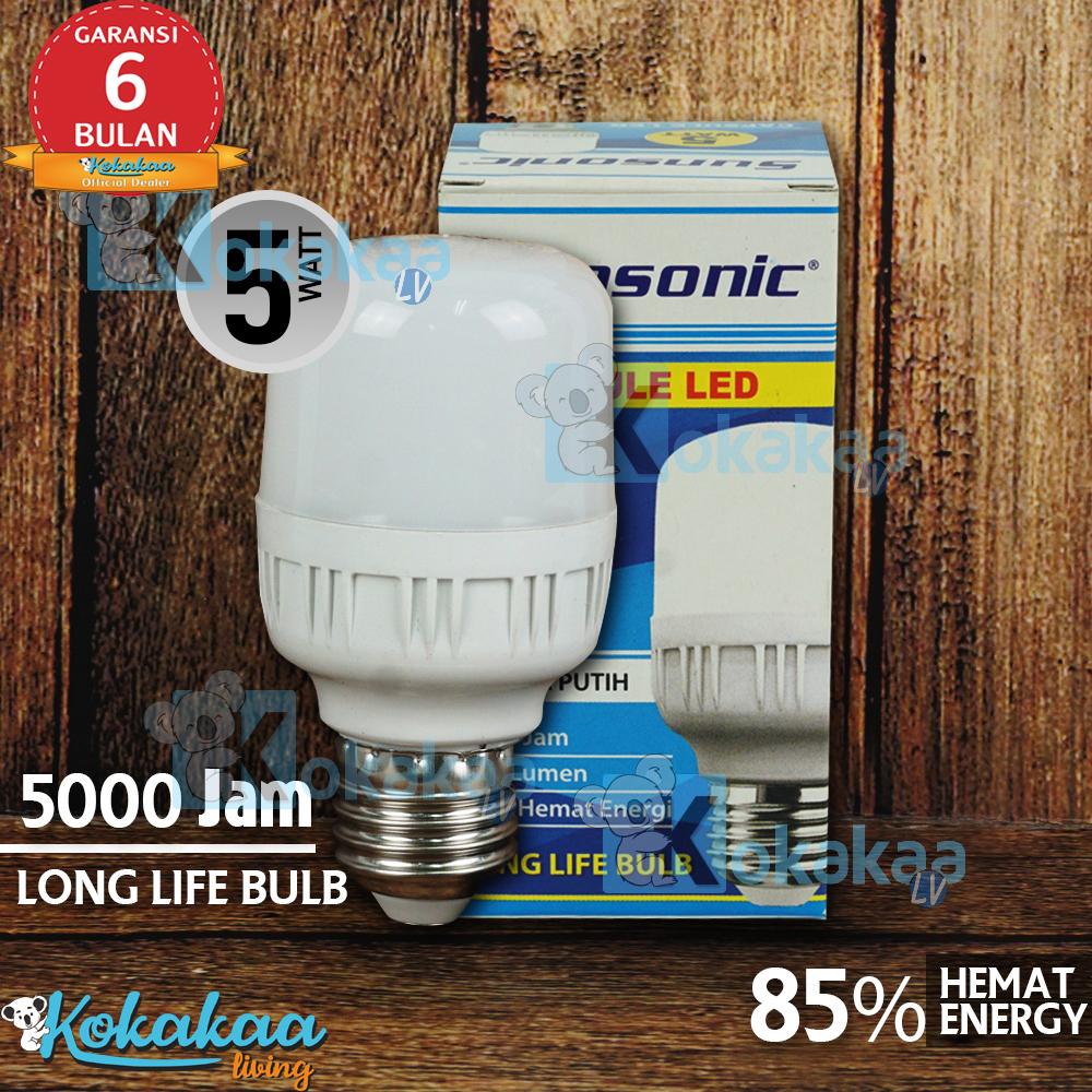 Sunsonic Lampu Bohlam LED Bulb Cool White 5 Watt Hemat Energi Cahaya Lampu 180 Lumen GARANSI 6 Bulan (Umur 5000 Jam) - Putih