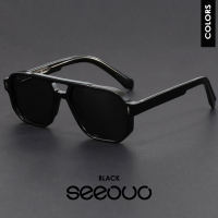Seeouo Sunglasses Anti UV- 400 Anti Silau Model Aviator Kotak TR90+Alloy Kokoh Bold Pria Wanita Kekinian Kacamata Hitam Fashionable 1096