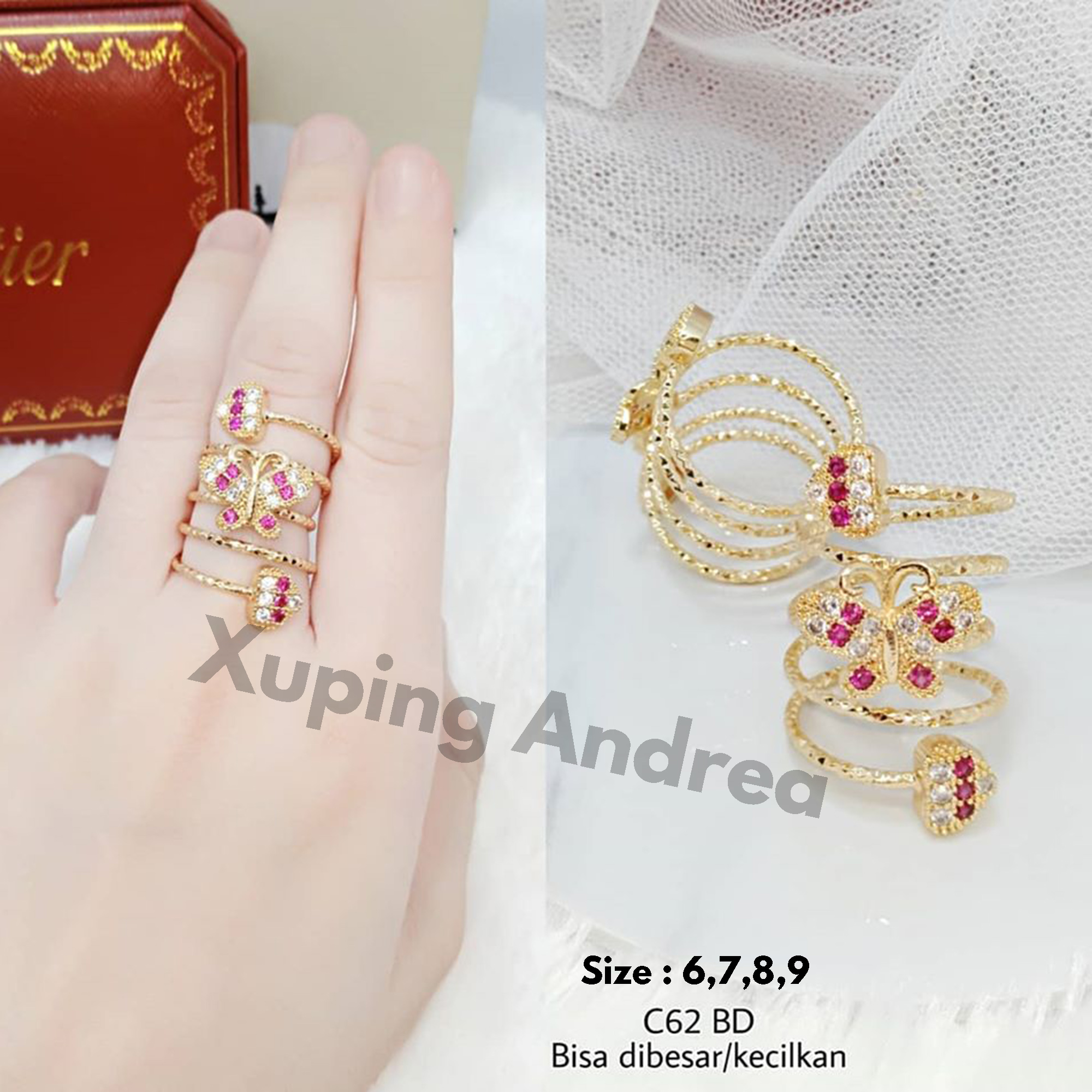 Cincin Premium Zickron Model KronconG Permata Kupu-Kupu Gold 24 K cincin premium zickron model kroncong permata kupu-kupu gold 24 k
