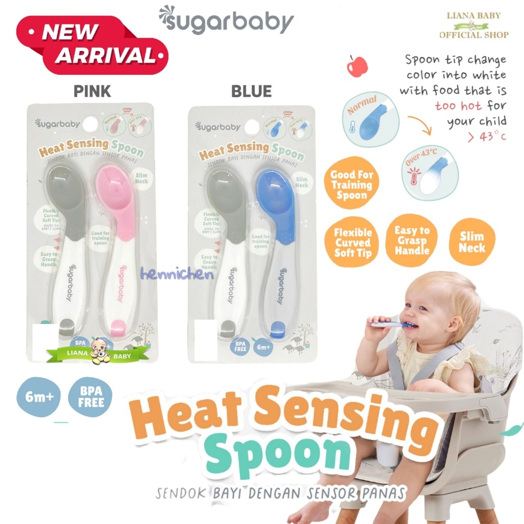 SGR21 SUGAR BABY SENDOK MAKAN ISI 2 HEAT SENSING SPOON 2 PC Peralatan Makan Bayi / Alat Makan Bayi / Sugar Baby Pre Spoon 2 Stages / Sendok Belajar Makan Bayi isi 2 / Sendok Bayi/ SENDOK MAKAN DUO HEAT SENSING SPOONS WITH CASE