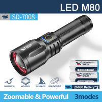 Senter Smiling Shark SD7008 SmilingShark SD 7008 M80 Senter Super Terang Type-C 3Modes Zoomable Waterproof Powerbank