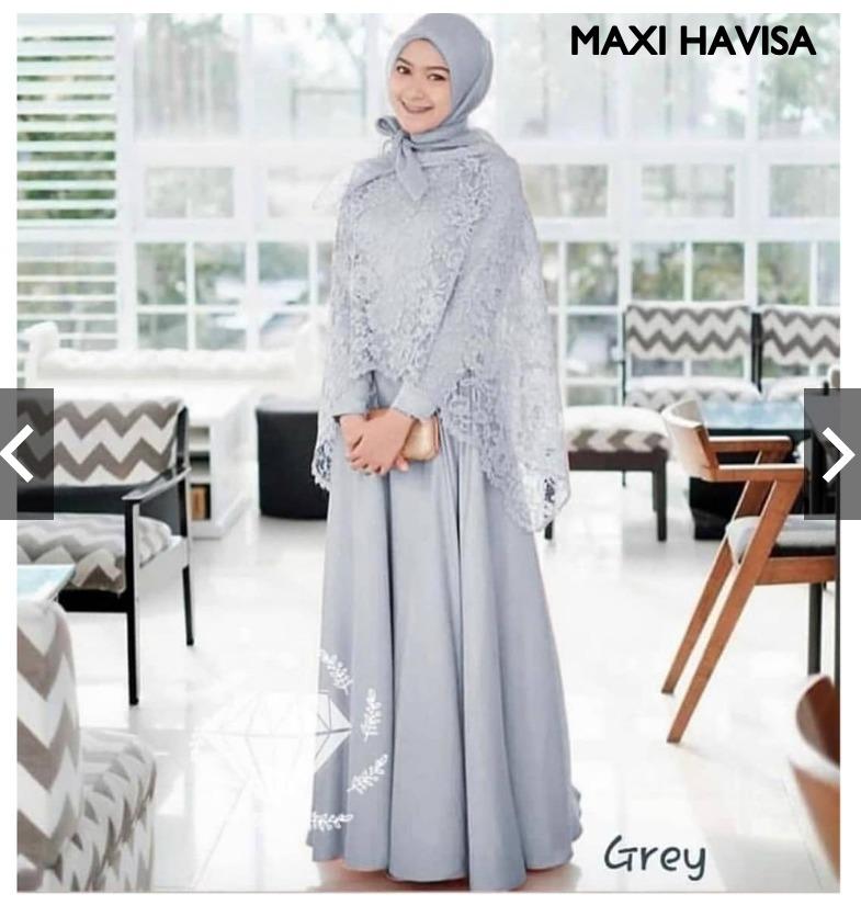 Baju Muslim Modern Gamis Maxi Havisa Dress Balotelly Kombinasi Brukat Gamis Trendy Gaun Modern Casual Baju Modis Panjang Baju Syar’i Muslim Wanita Baju Kerja Syari Panjang Dress Pesta Murah Terbaru