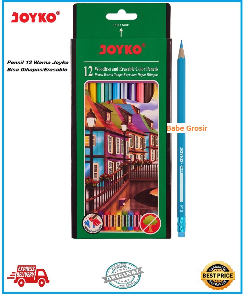 PENSIL 12 WARNA JOYKO BISA DI HAPUS MURAH | ERASABLE-CP109
