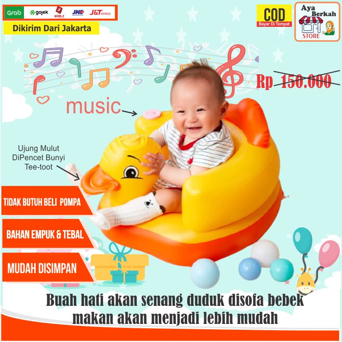 Sofa Kursi Makan Bayi belajar duduk balon Baby Chair Model Tiup Bebek Dengan Music Musik dan tanpa musk seat baby chair