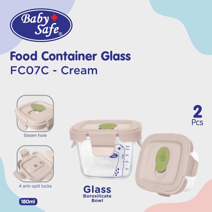 Baby Safe Glass Container FC07 - Wadah Penyimpanan Kaca isi 2