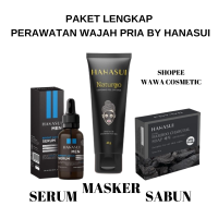 PAKET HANASUI MEN  PERAWATAN WAJAH & KULIT PRIA  NATURGO TUBE MASKER + SERUM MEN + SABUN BAMBOO CHARCOAL
