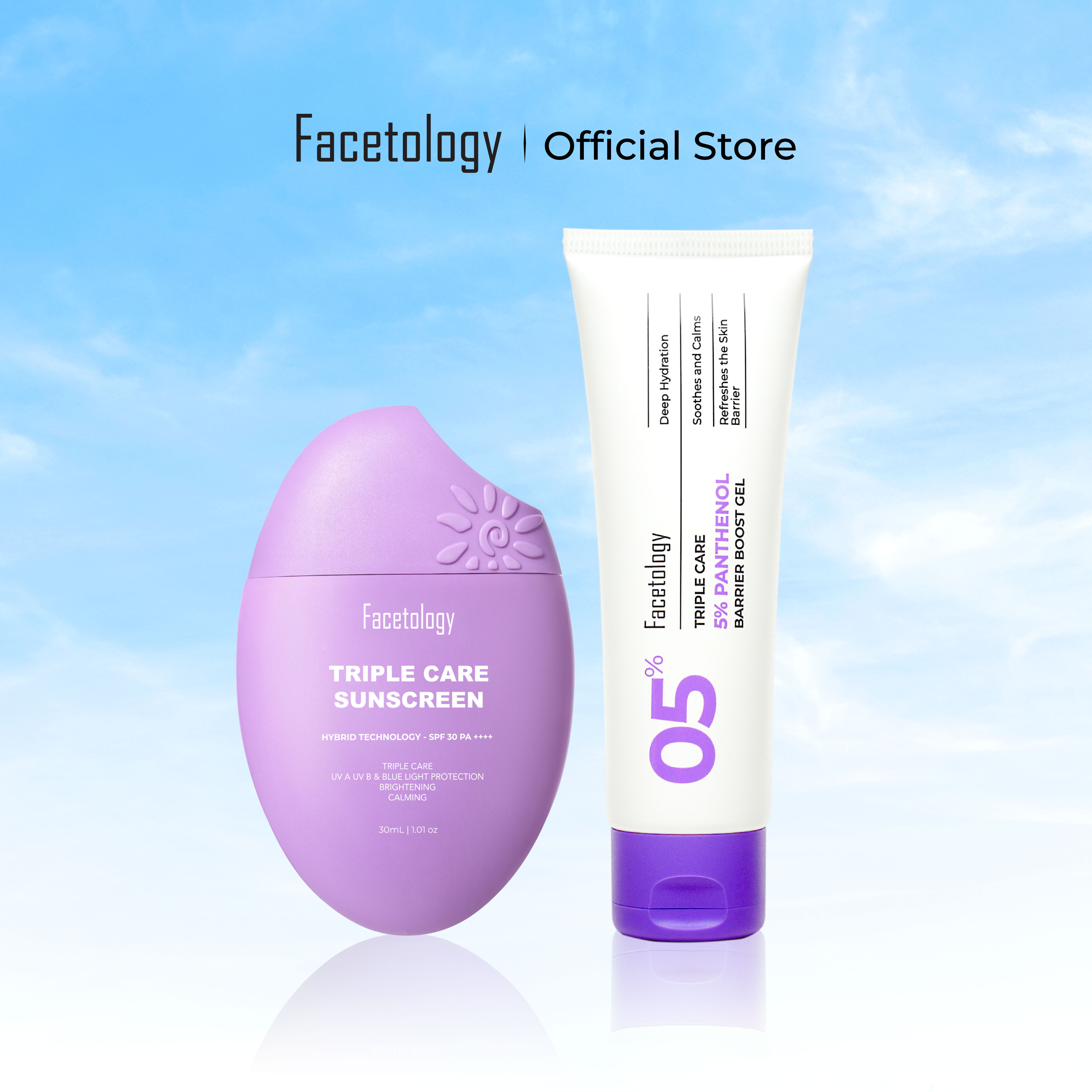 Facetology Bundling Triple Care Sunscreen SPF 30 PA++++ 30ML & Facetology Panthenol Barrier Boost...