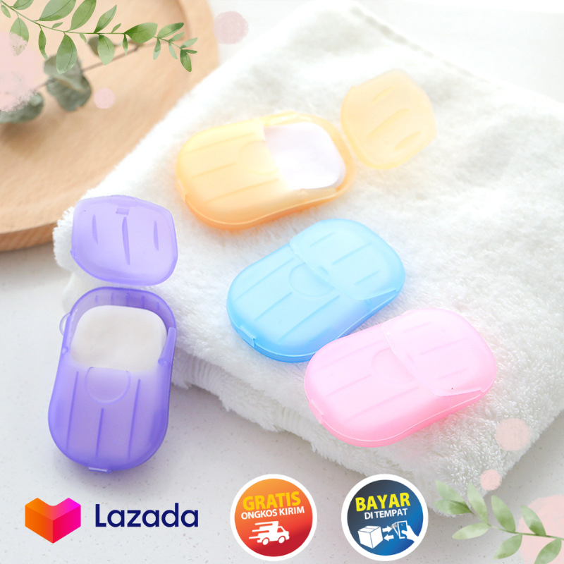 Sabun Kertas Paper Soap Praktis Mini Travelling Hand Wash Body Washing Travel Pembersih Cuci Tangan 20pcs