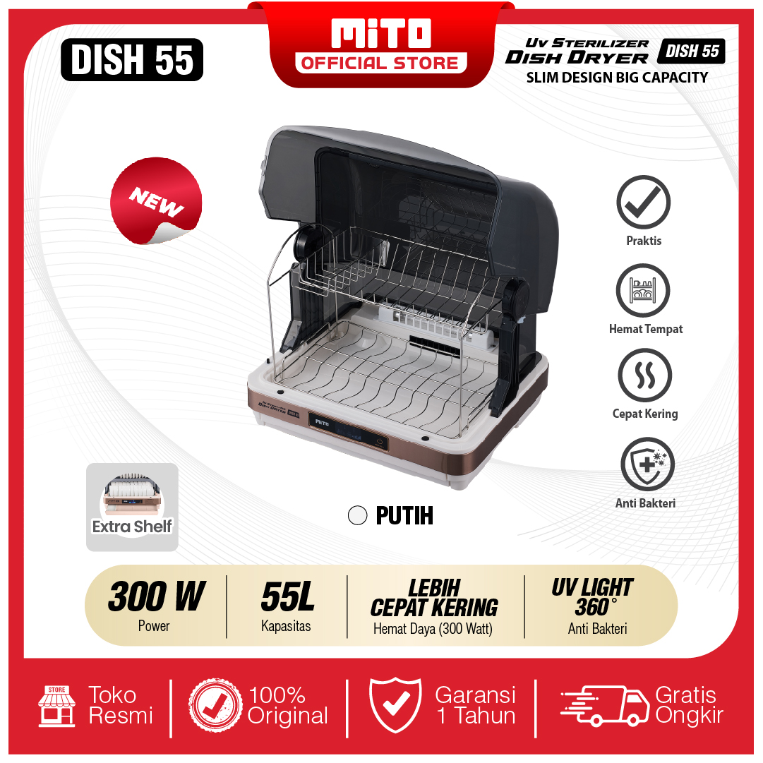 MITO UV Sterilizer & Dish Dryer 55 Liter Alat Steril Peralatan Makan – DISH55