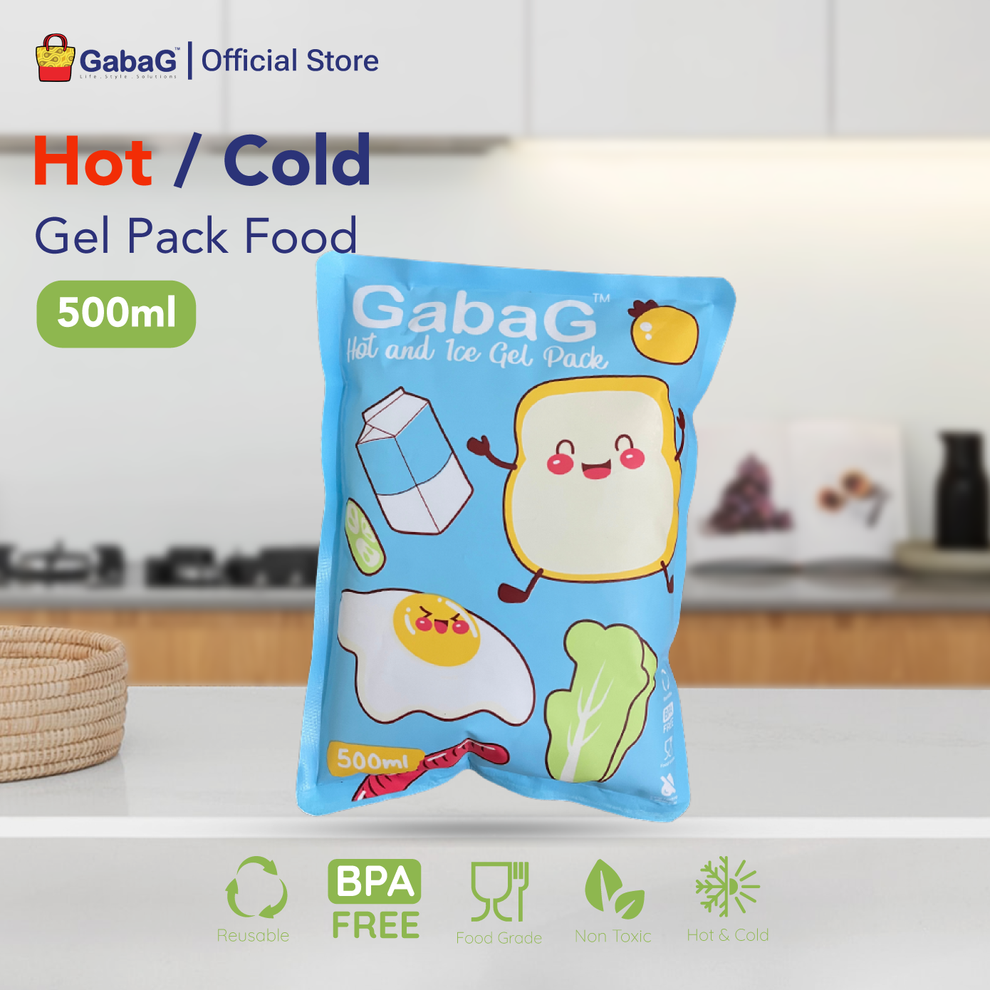 GabaG - Hot/Ice Gel 500 gram Food Fruit | Pendingin Asi | Ice gel Pack