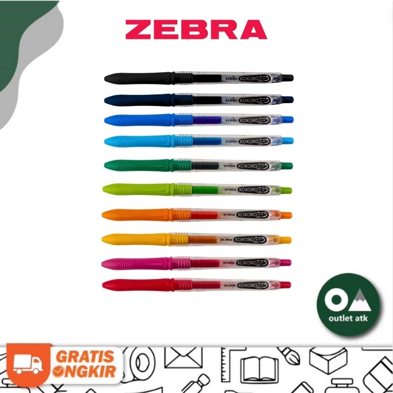 Pulpen Cetek Gel Pen Zebra Kokoro 0.5mm 10 Warna Ready Satuan