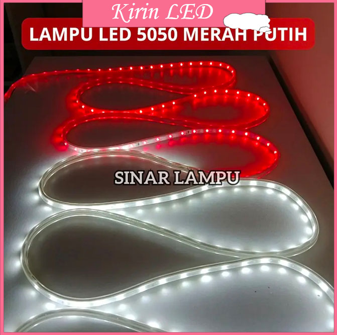 PAKET LAMPU LED STRIP SELANG WARNA WARNI 5050 220V ADAPTOR MERAH+ PUTIH 2-30M