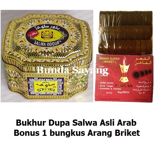 Bukhur Dupa Salwa Kaleng Bonus Arang Briket Bakhour Buhur Odour Pengharum Ruangan Wangi Aroma Therapy asli Arab