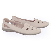 [FREE GIFT] Catenzo - KS 810 Sepatu Flat Bahan Kulit Sintetis Wanita Casual Cream Warna Krem Kasual
