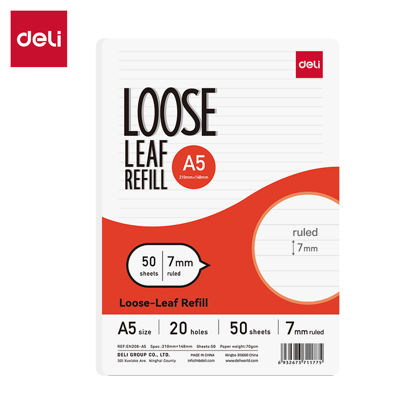 Deli Loose-leaf Notebook Refill / Isi Binder A5 B5 50 100 Lembar EN20X