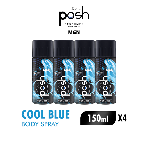 [Paket Isi 4] Posh Spray Cologne Men Cool Blue Botol 150ml