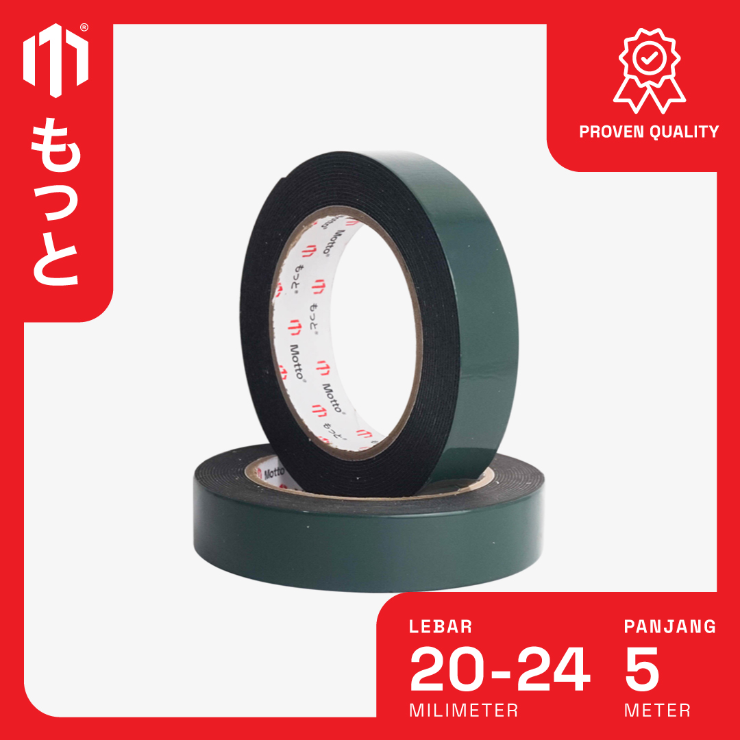 PE Double Foam Tape 20mm/24mm x 5 Meter - 1 Pcs/Roll (Satuan) - Lakban Busa Motto