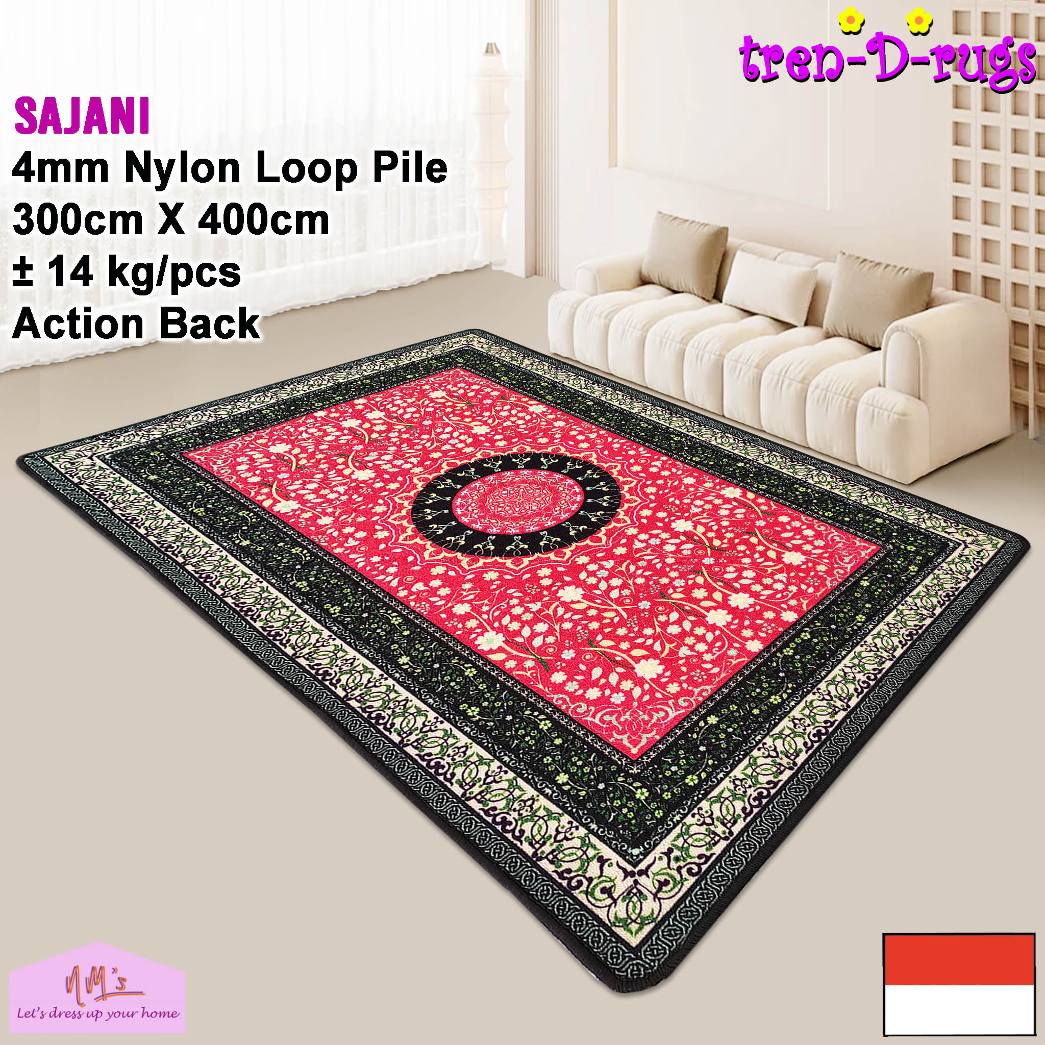 Tren-D-rugs Karpet jumbo eropa persian vintage abstrak alas lantai ruang tamu 300 cm x 400 cm - NMs