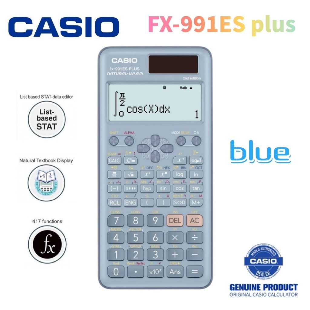 READY STOCK Kalkulator Ilmiah CASIO FX-991ES PLUS 2nd Edition 417 Fungsi Dual Power Solar & Baterai--