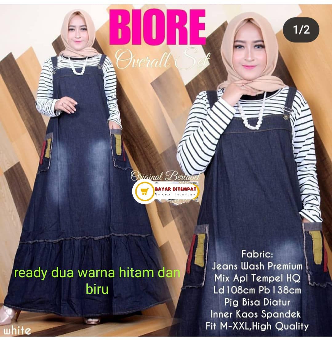 Review Azura Overall Jeans  Jumpsuit Muslim No Inner Gamis  