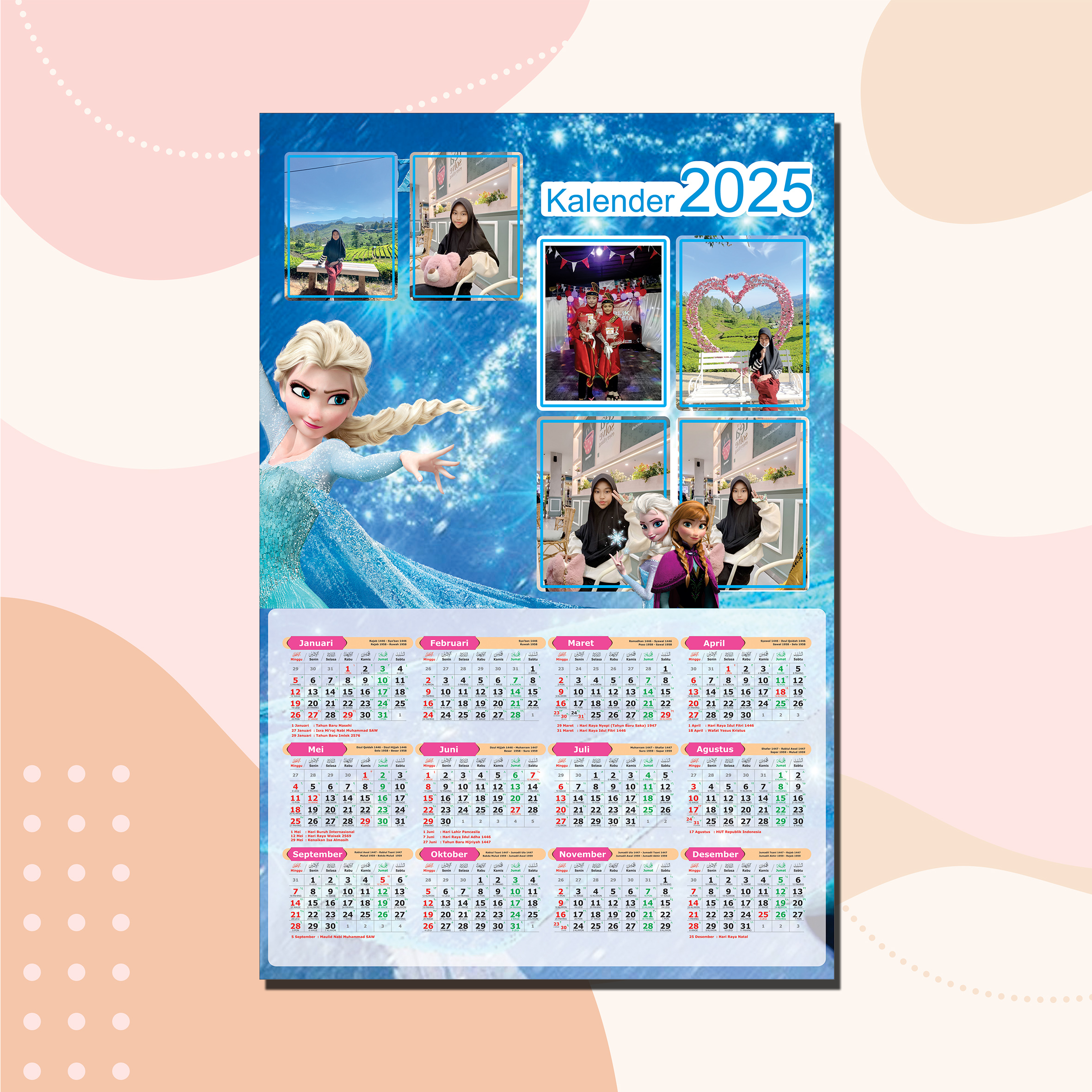 Kalender 2025 Pakai Foto / Kalender Custom / Kalender Foto Sendiri / Kalender 2024 Lengkap Hijriah / Kalender Jawa
