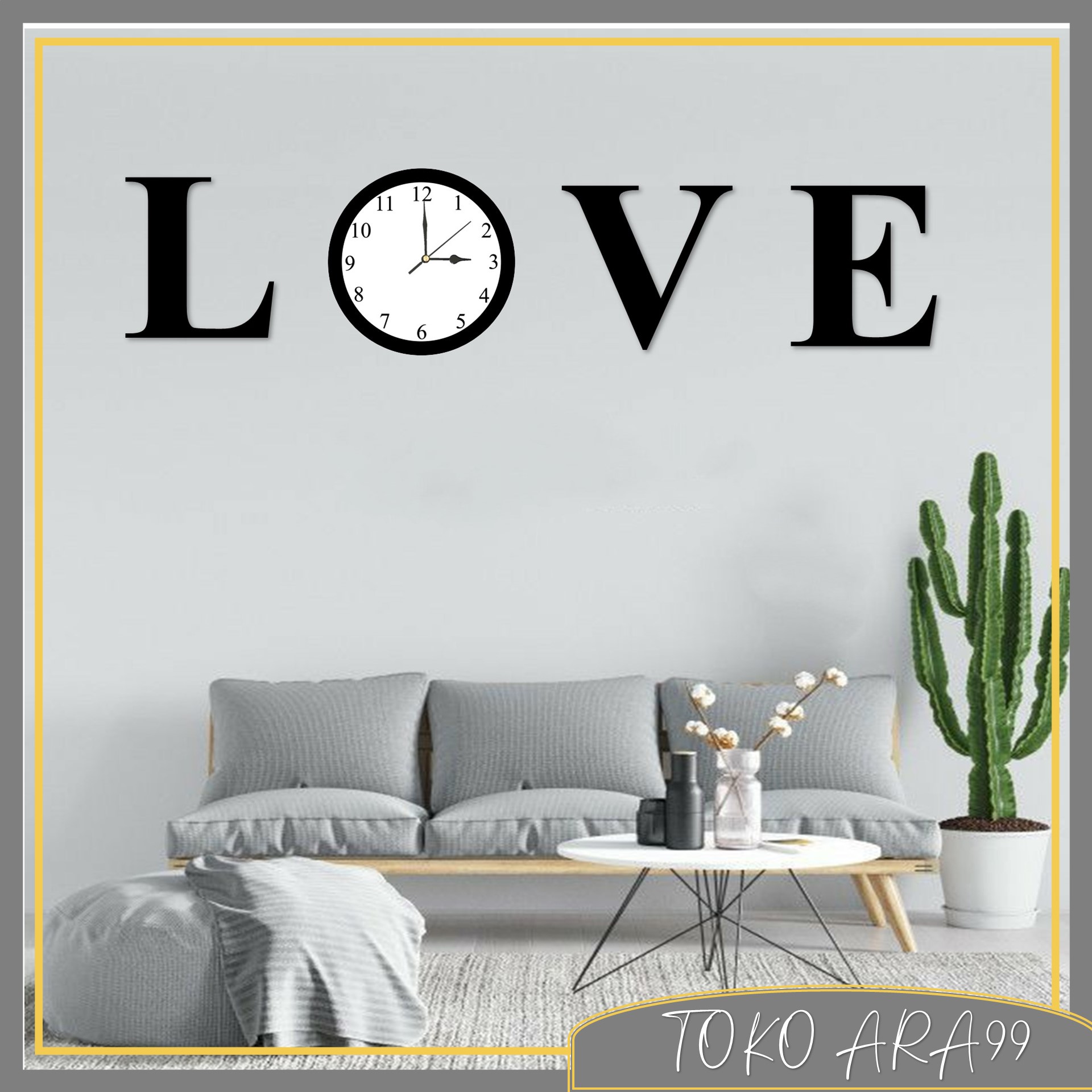 Jam dan Hiasan Dinding Modern Abjad LOVE