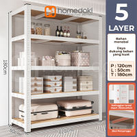 Homedoki Rak penyimpanan 5 tingkat / 5 susun Rak gudang Serbaguna Rak / Lemari dapur serbaguna multifungsi