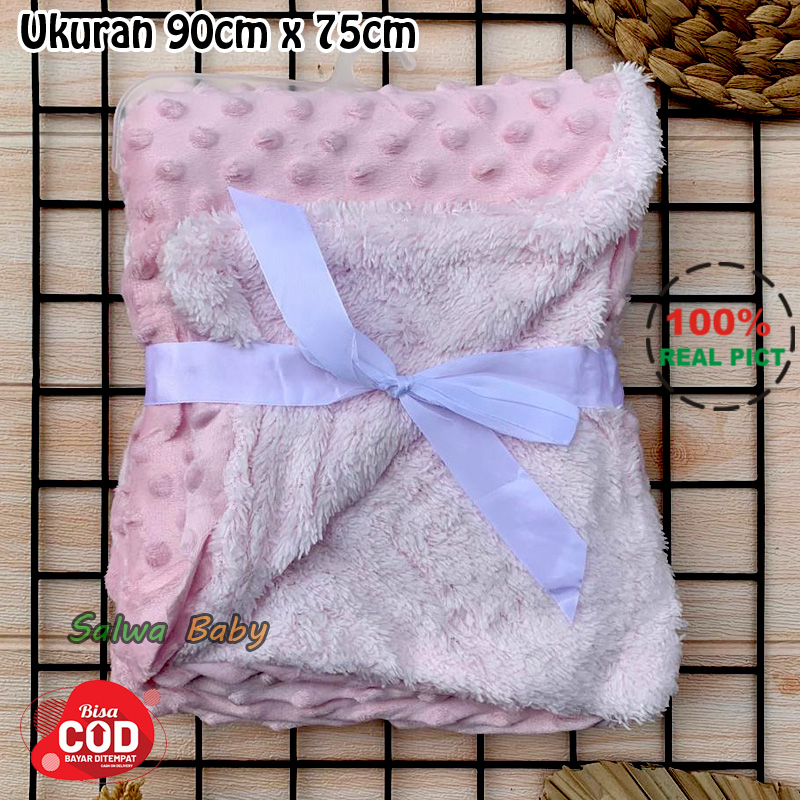 Selimut Bayi Tebal Selimut Bayi Double Fleece Ukuran 90 Cm x 75 Cm Gift
