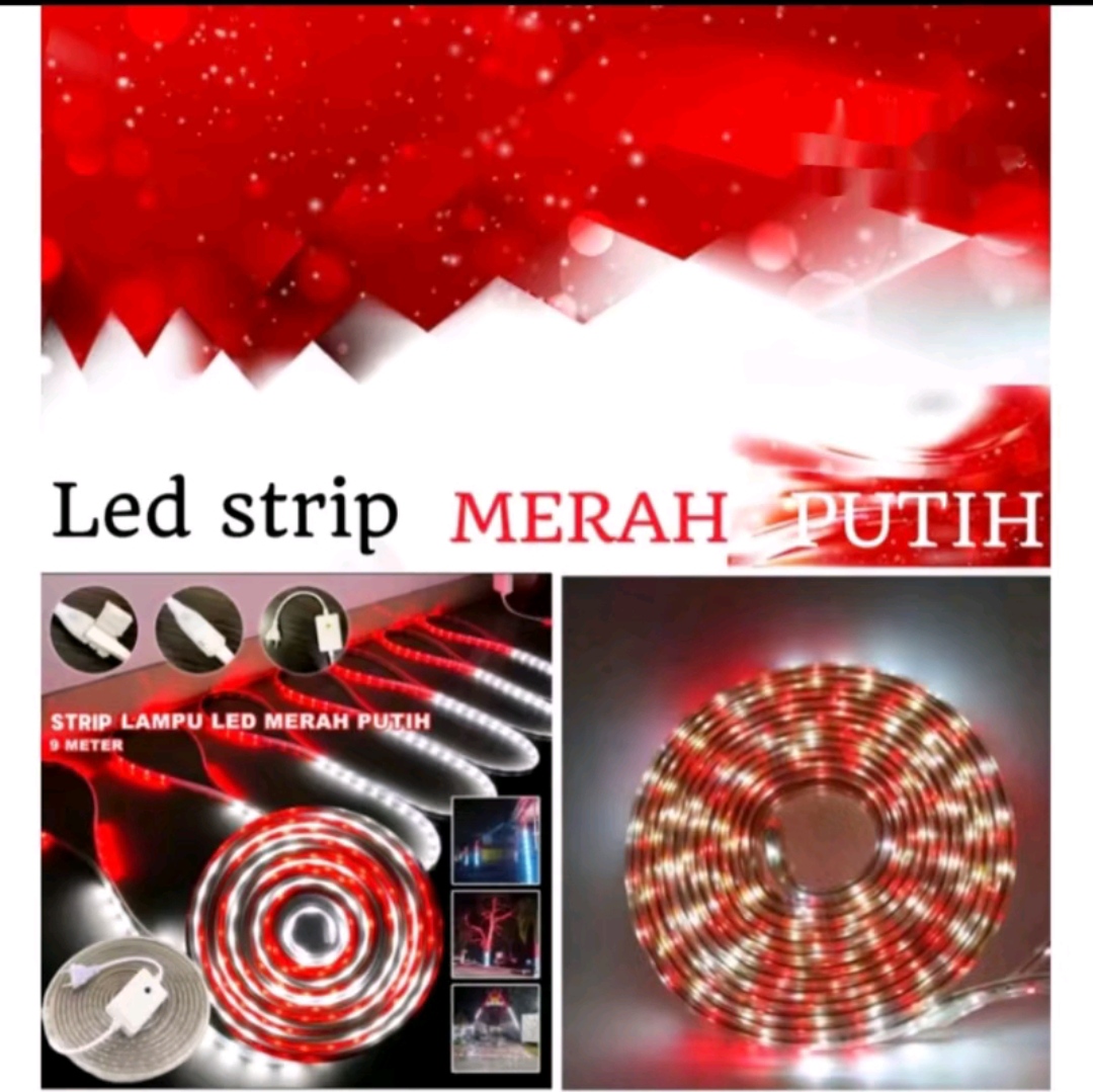 Lampu selang rgb 2835 Lampu Strip Merah Putih LED Selang 10M Paket Lengkap