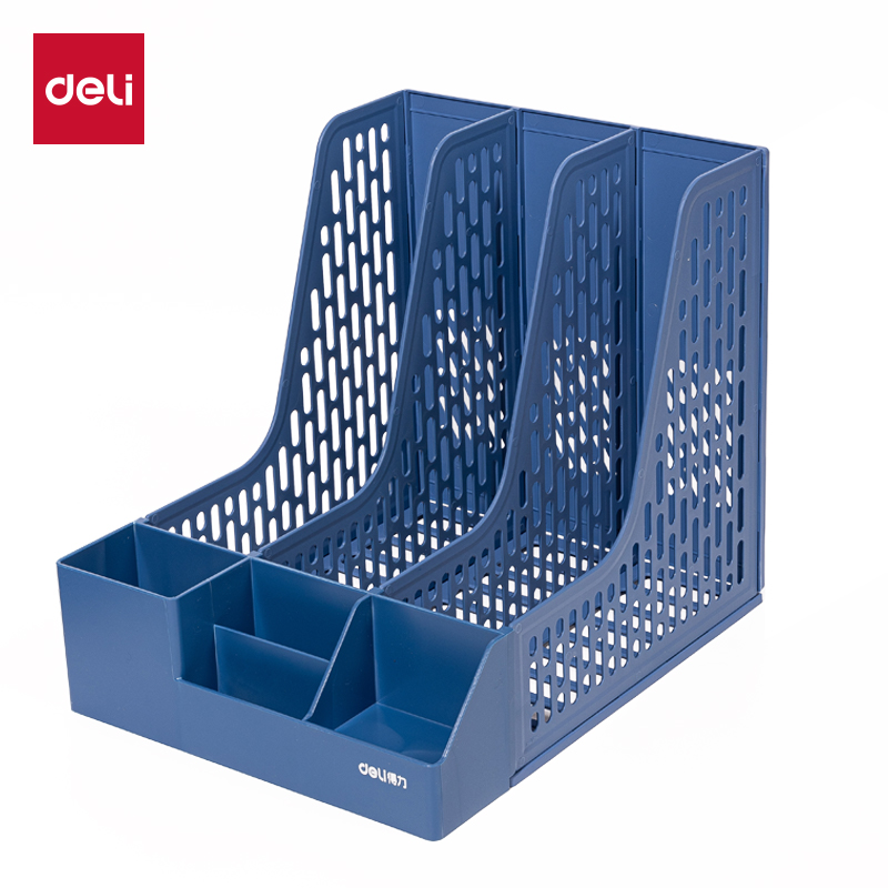 Deli File Box / File Tray / File Organizer / Rak Box / Rak Penyimpanan Pena / Rak File Bahan Plastik 3/4 Sekat 984XBES