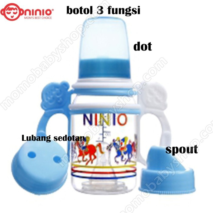Ninio Botol Susu 3 Fungsi [ TANPA SEDOTAN ] 250ML / 150ML BPA free - BOTOL SUSU BAYI 250ML / 150 ML