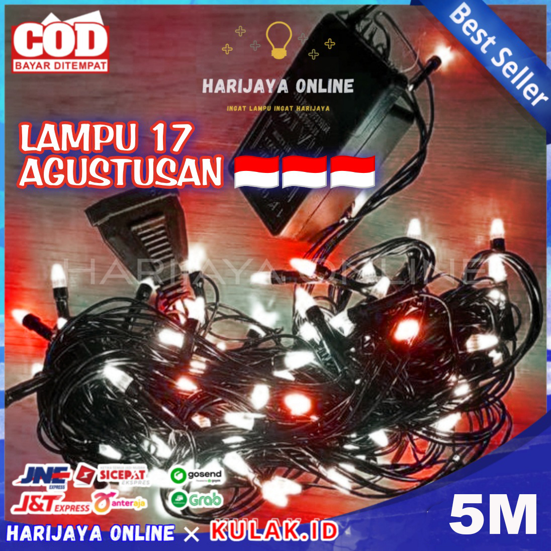 Lampu Merah Putih/ HUT RI/ 17 agustus/ Lampu Tumblr/ Lampu Hias 40LED 10 Meter PUTIH MEIWA LH-201