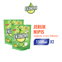 [Paket isi 2] EKONOMI Power Liquid Sabun Cuci Piring Jeruk Nipis 1500ml Pouch