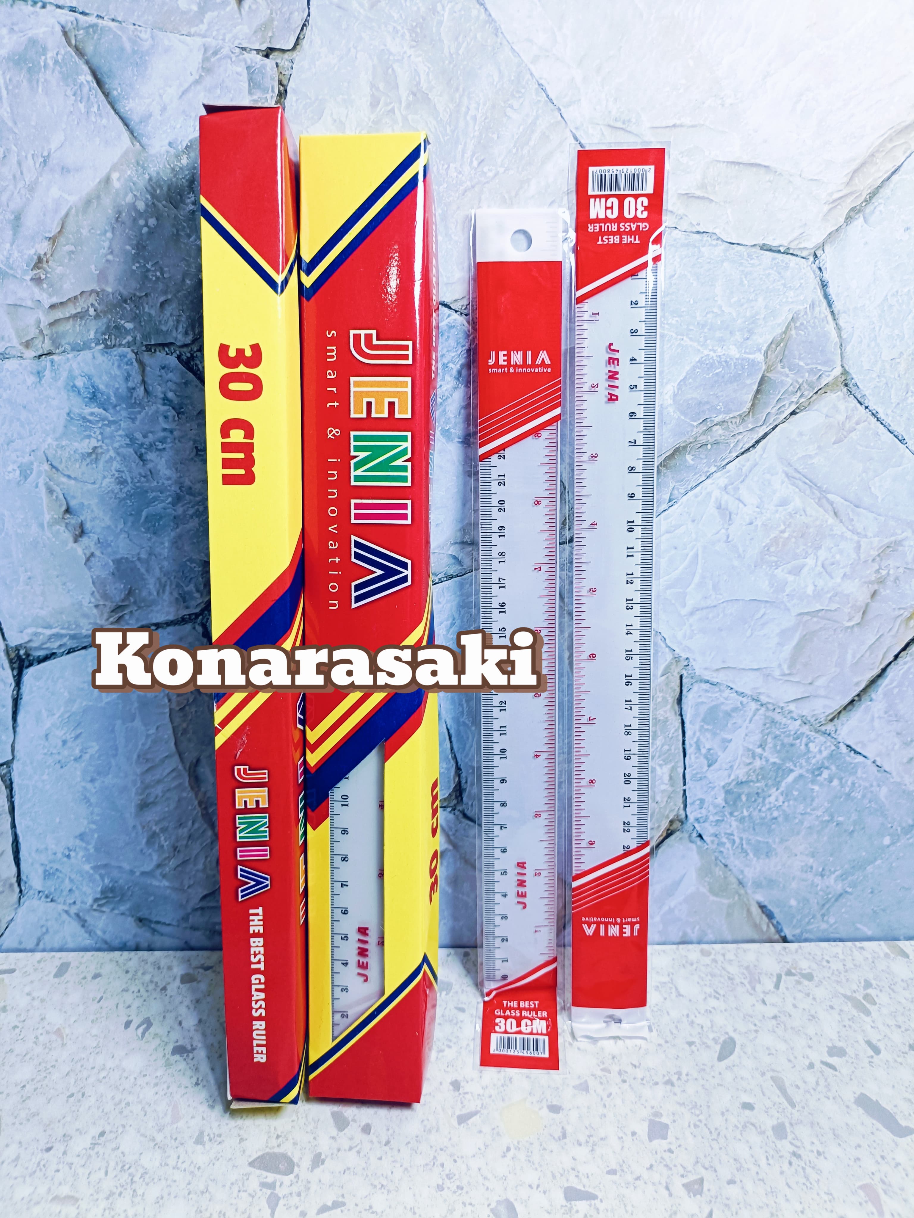 isi 6 pcs & 12 pcs Penggaris Plastik Jenia 30 cm Per Pak / Lusin isi 12 Garisan Mika Bening / Glass Ruller Transparant