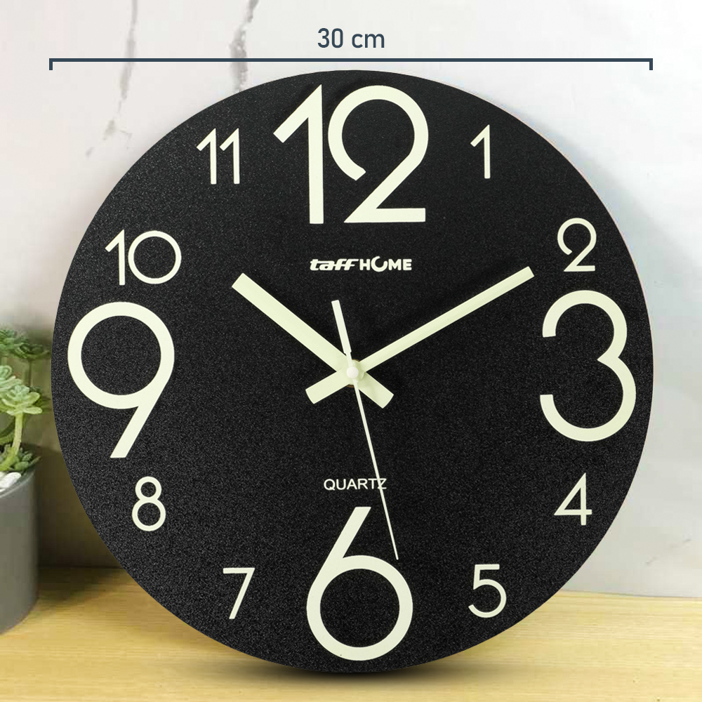 PROMO Jam Dinding Bulat Quartz model Glow in The Dark dengan 3 angka ditulis besar diameter 30CM
