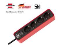 Brennenstuhl Stop Kontak 4 Socket Lubang Colokan Listrik Ecolor Red - 9123020027 - Colokan Listrik