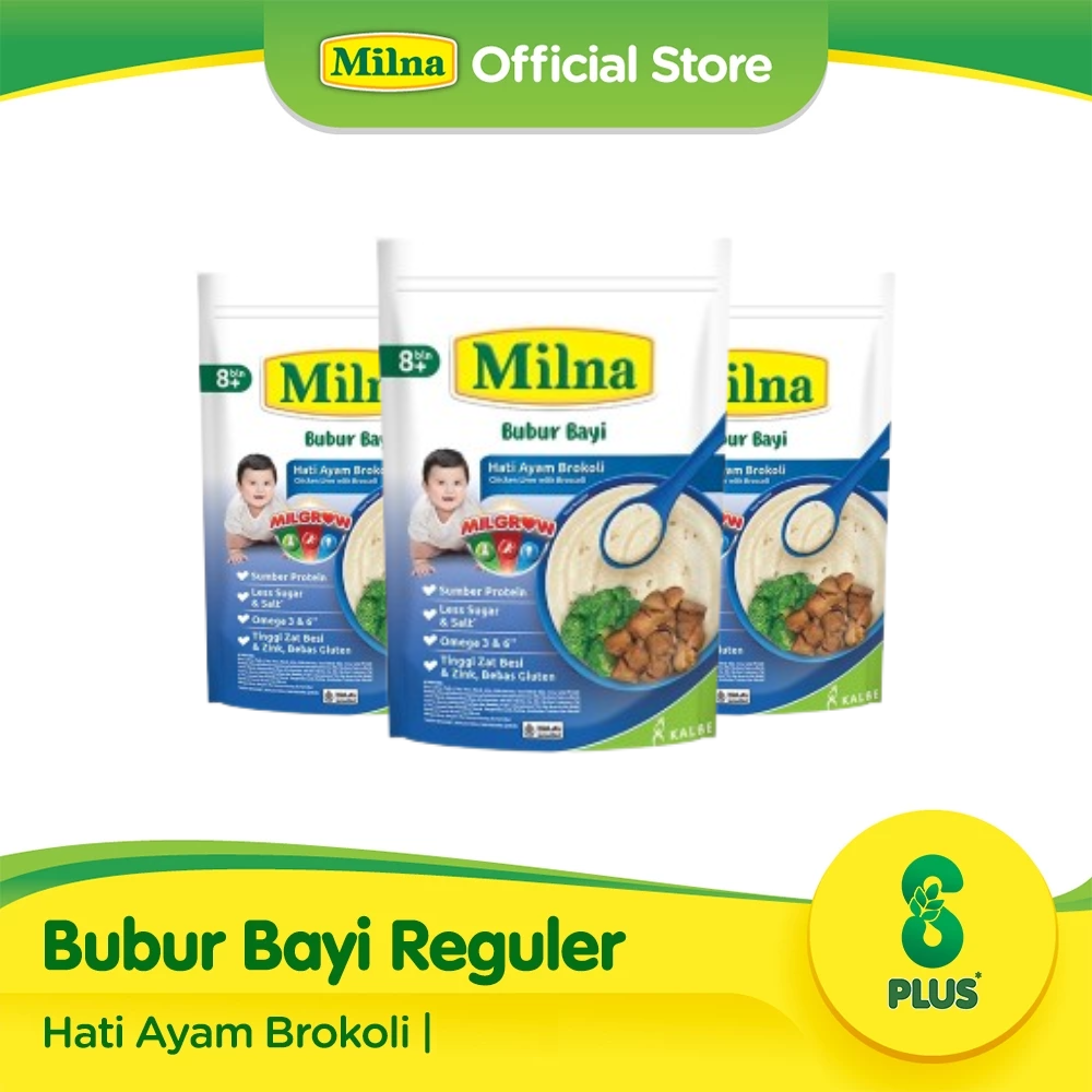 Milna Bubur Reguler 8+ Ayam Brokoli 100gr x3