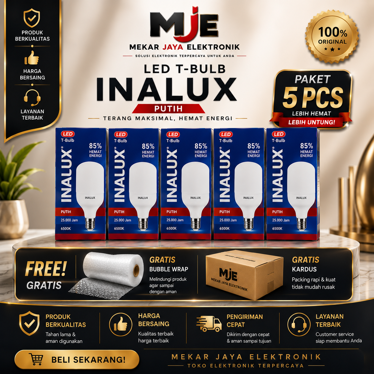LAMPU LED BOHLAM LED INALUX 5WATT 10WATT 15WATT 20WATT MURAH PAKET 5PCS / 5 BUAH LAMPU
