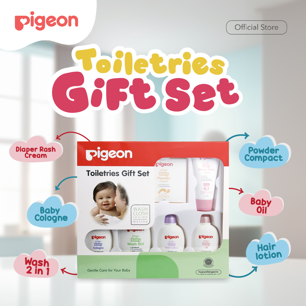 PIGEON Toiletries Gift Set - PF | Hampers Bayi | Hampers Newborn | Hampers Lahiran | Paket Hemat Sabun Bayi | Tanpa Pewarna | Hypoallergenic Tested | Halal BPOM Original 100%