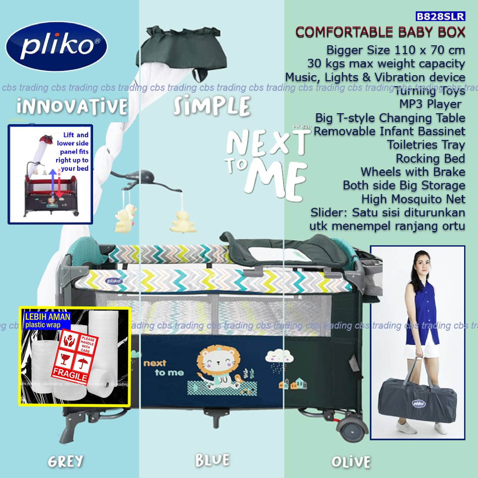 Pliko Baby Box B828LR Next To Me - Box Bayi Pliko - Ranjang Bayi Pliko