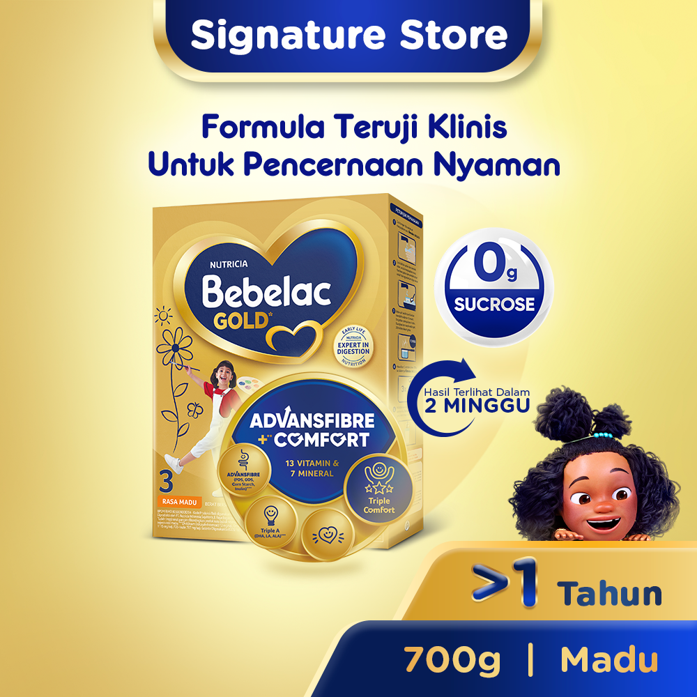 Bebelac Gold 3 Madu 700gr - Formula Teruji Klinis untuk Pencernaan Nyaman​ Untuk Usia >1 Tahun