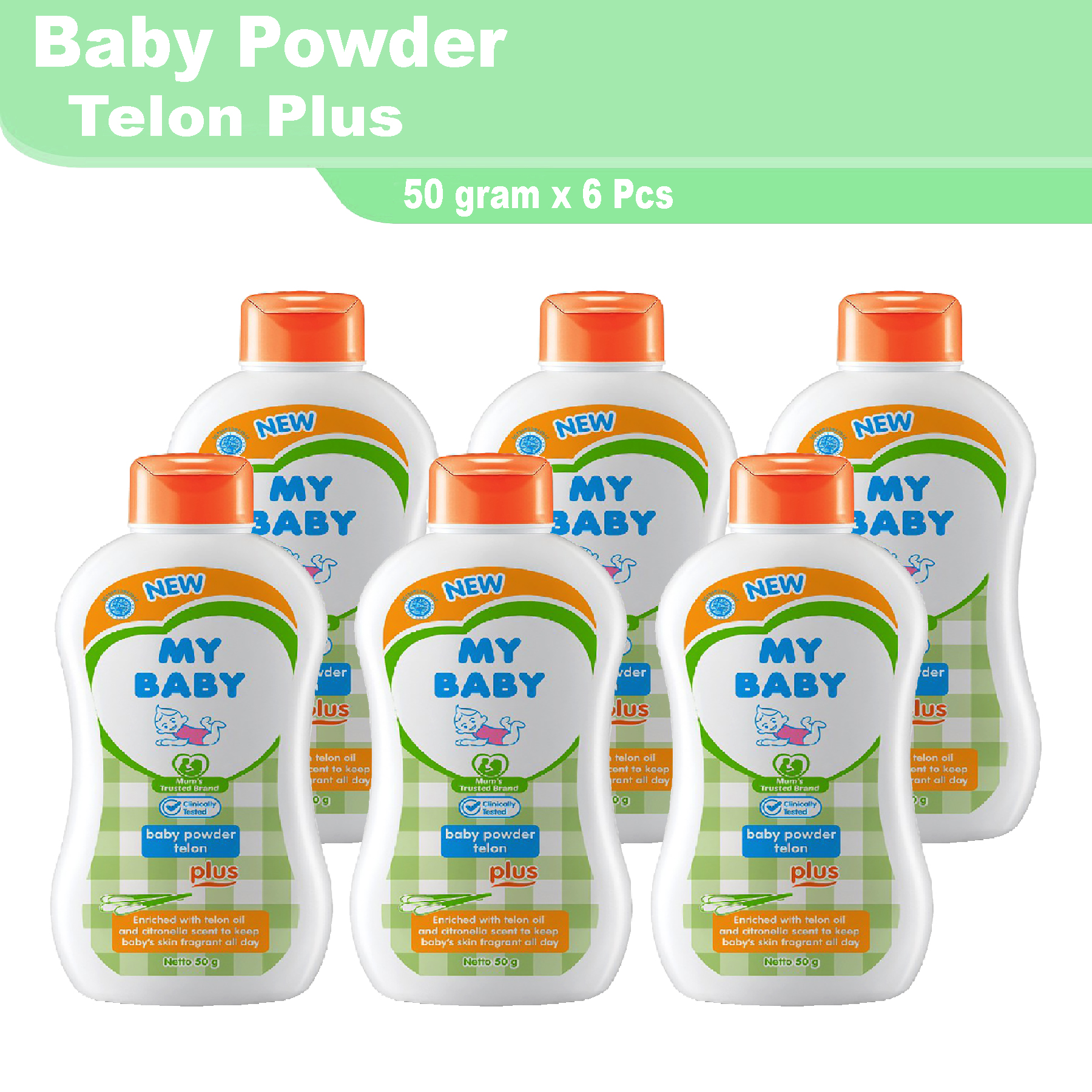 [ 6 PCS ] My Baby Powder Telon Plus 50 gram x 6 Pcs - UnihStore